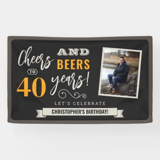 応援とビール誕生日フォトバナー3 x 5 横断幕 (横)