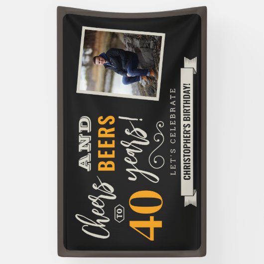 応援とビール誕生日フォトバナー3 x 5 横断幕 (縦)