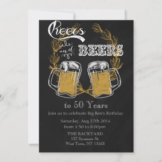 応援とビール誕生日招待状 招待状 (正面)