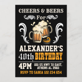 応援とビール誕生日招待状- BBQパーティー 招待状