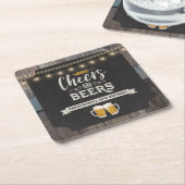 応援とビール誕生日 スクエアペーパーコースター (アングル)