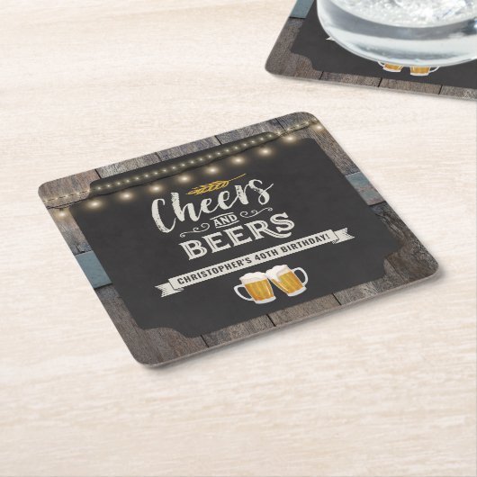 応援とビール誕生日 スクエアペーパーコースター (アングル)