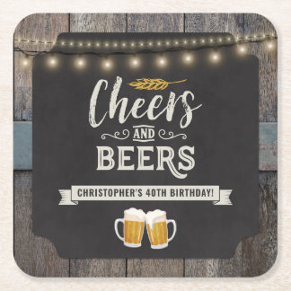 応援とビール誕生日 スクエアペーパーコースター