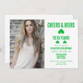 応援とビール誕生日 招待状 (正面/裏面)