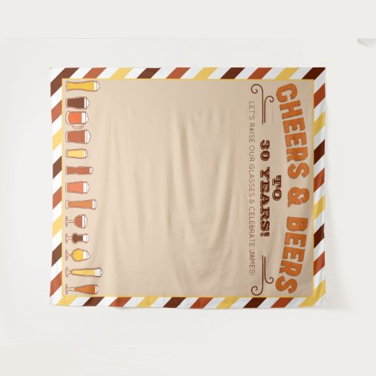 応援とビール誕生日Backdropフォトブース タペストリー (正面(横))