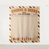 応援とビール誕生日Backdropフォトブース タペストリー (正面)