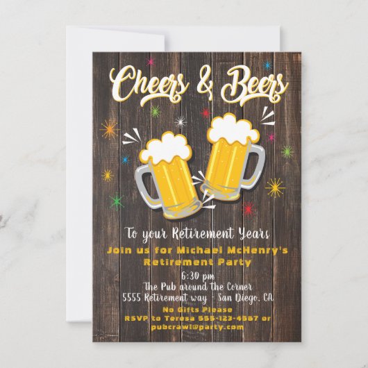 応援とビール退職パーティの招待状 招待状 (正面)