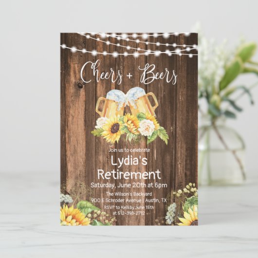 応援とビール退職招待状 招待状 (スタンド正面)