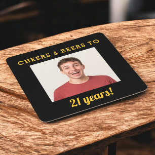 応援とビール21歳の誕生日フォトマイルストーン スクエアペーパーコースター
