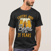 応援とビール21歳Mのための21歳の誕生日 Tシャツ (正面)
