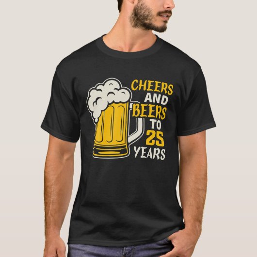 応援とビール25歳の誕生日家族 Tシャツ (正面)