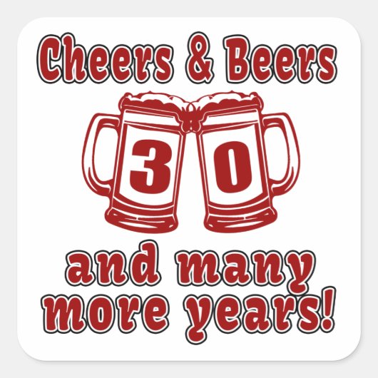 応援とビール30年 スクエアシール (正面)