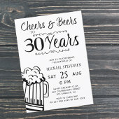 応援とビール30歳の男のカジュアル誕生日 招待状