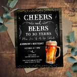 応援とビール30th誕生日パーティー予算<br><div class="desc">応援とビール誕生日招待状。パーソナライズする簡単。すべての文字は調整可能で、簡単は独自のパーティーニーズに合わせて変更できる。黒板と素朴な木材の背景の要素。おもしろいシャルボードは渦巻き旋回し、繁栄する。水色ビールマグ。招待状だ。バーまたはバックヤードBBQ誕生日デザイン。年齢は、単に文字を変更。</div>
