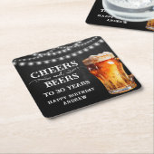 応援とビール30th誕生日紙コースター スクエアペーパーコースター (アングル)