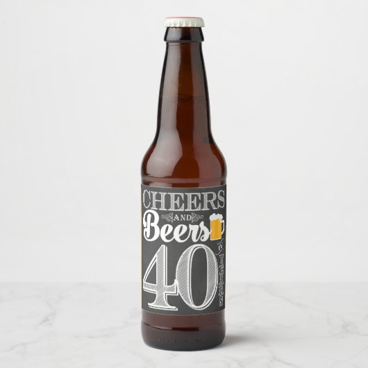 応援とビール40年ビールボトルラベル ビールラベル (正面)