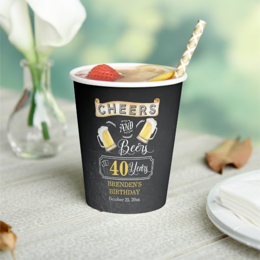 応援とビール40歳の誕生日パーティー 紙コップ (インサイチュ)