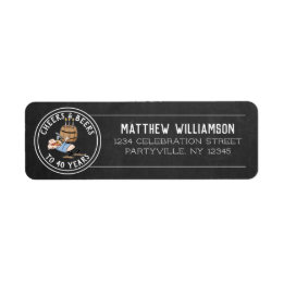 応援とビール40歳の誕生日ホワイトOn Chalkboard ラベル