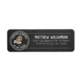 応援とビール40歳の誕生日ホワイトOn Chalkboard ラベル