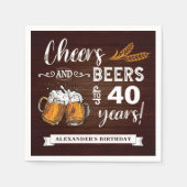 応援とビール40歳の誕生日素朴 スタンダードカクテルナプキン (正面)
