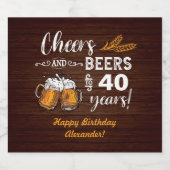 応援とビール40歳の誕生日素朴 ビールラベル (シングルラベル)