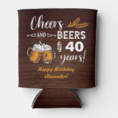 応援とビール40歳の誕生日素朴 缶クーラー (正面)