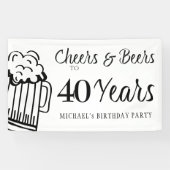 応援とビール40歳タイポグラフィ誕生日 横断幕 (横)