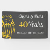 応援とビール40歳タイポグラフィ誕生日 横断幕 (横)