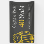 応援とビール40歳タイポグラフィ誕生日 横断幕 (縦)