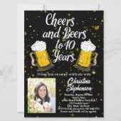 応援とビール40歳40歳の誕生日の写真 招待状 (正面)