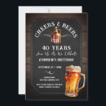 応援とビール40th誕生日パーティの招待状 招待状<br><div class="desc">応援とビール誕生日招待状。パーソナライズする簡単。すべての文字は調整可能で、簡単は独自のパーティーニーズに合わせて変更できる。黒板と素朴な木材の背景の要素。おもしろいシャルボードは渦巻き旋回し、繁栄する。水色ビールマグ。招待状だ。バーまたはバックヤードBBQ誕生日デザイン。年齢は、単に文字を変更。</div>