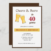 応援とビール40th誕生日招待状 案内状 (正面/裏面)
