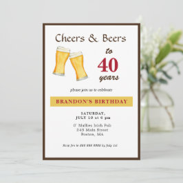 応援とビール40th誕生日招待状 案内状