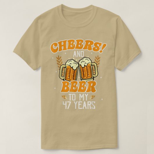 応援とビール47年47おもしろい誕生日P Tシャツ (デザイン正面)