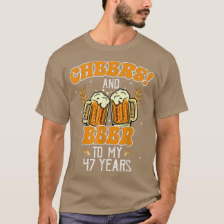応援とビール47年47おもしろい誕生日P Tシャツ
