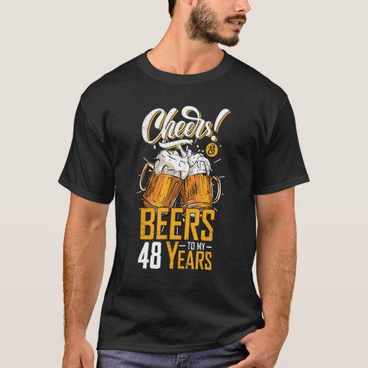 応援とビール48歳48歳の誕生日パーティー Tシャツ (正面)