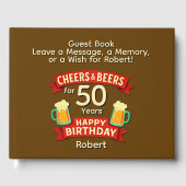 応援とビール50年のハッピーバースデー名 ゲストブック (正面)