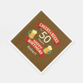 応援とビール50年のハッピーバースデー名 スタンダードランチョンナプキン (角)