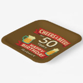 応援とビール50年のハッピーバースデー名 ペーパープレート (傾斜あり)