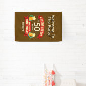 応援とビール50年のハッピーバースデー名 横断幕 (インサイチュ)