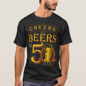 応援とビール50年50おもしろい誕生日 Tシャツ (正面)