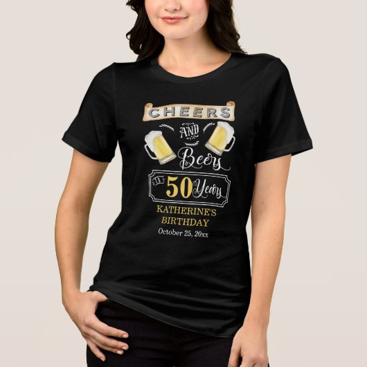 応援とビール50歳の誕生日パーティーT-Shir トライブレンドTシャツ (正面)