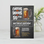 応援とビール50歳の誕生日素朴パーティー 招待状 (スタンド正面)
