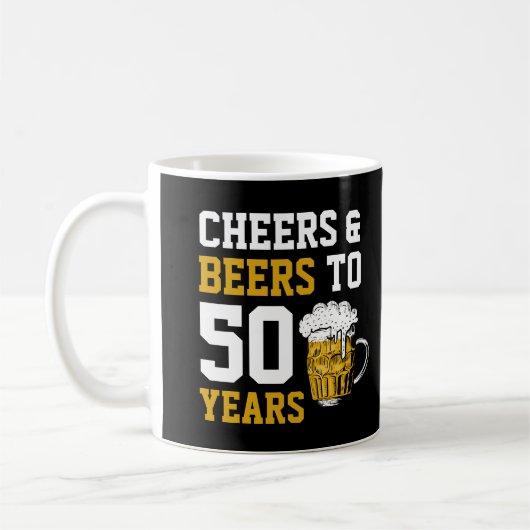 応援とビール50歳50歳の誕生日 コーヒーマグカップ (左)