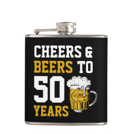応援とビール50歳50歳の誕生日 フラスク