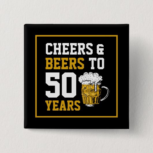 応援とビール50歳50歳の誕生日 缶バッジ (正面)