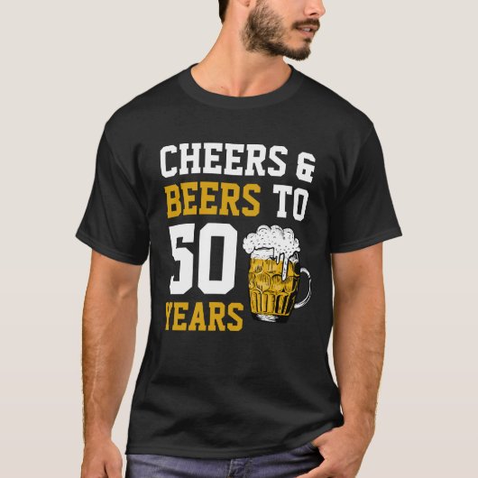 応援とビール50歳50歳の誕生日 Tシャツ (正面)