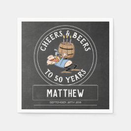応援とビール50誕生日白黒 スタンダードカクテルナプキン