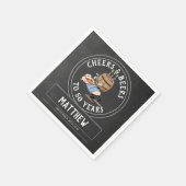 応援とビール50誕生日白黒 スタンダードカクテルナプキン (角)