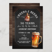 応援とビール50th誕生日パーティーへの招待 招待状 (正面/裏面)